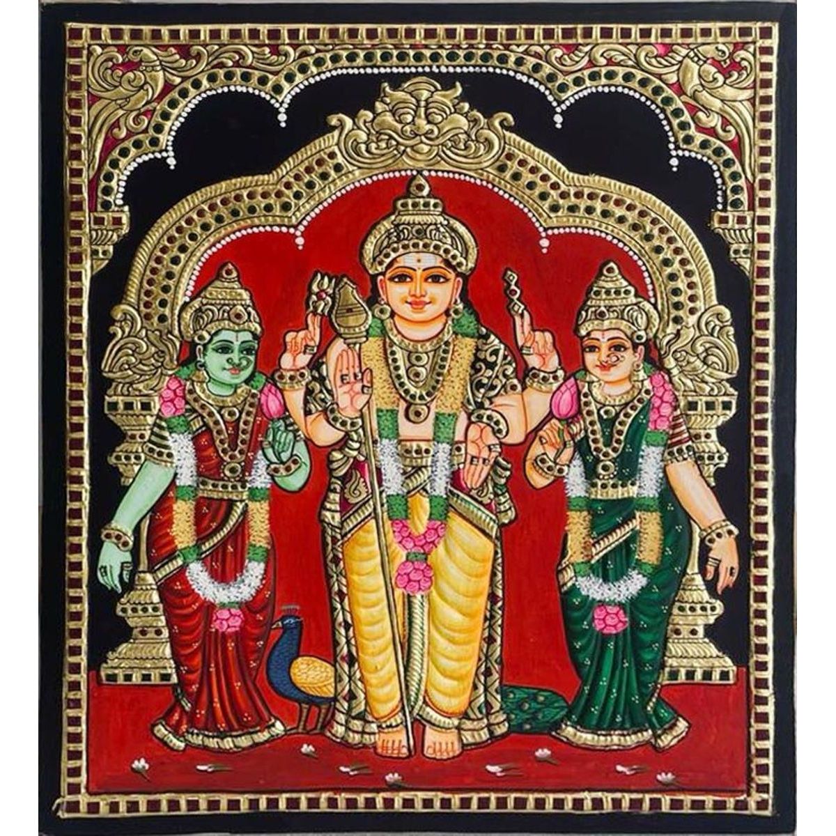 TANJORE PAINTING MURUGAN VALLI DEVANI