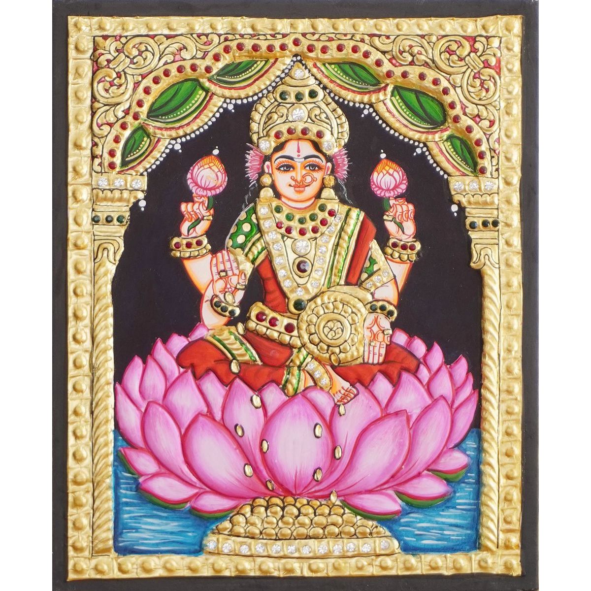 TANJORE PAINTING LOTUS LAKSHMI