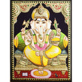 TANJORE PAINTING YELLOW DHOTHI GANESHA