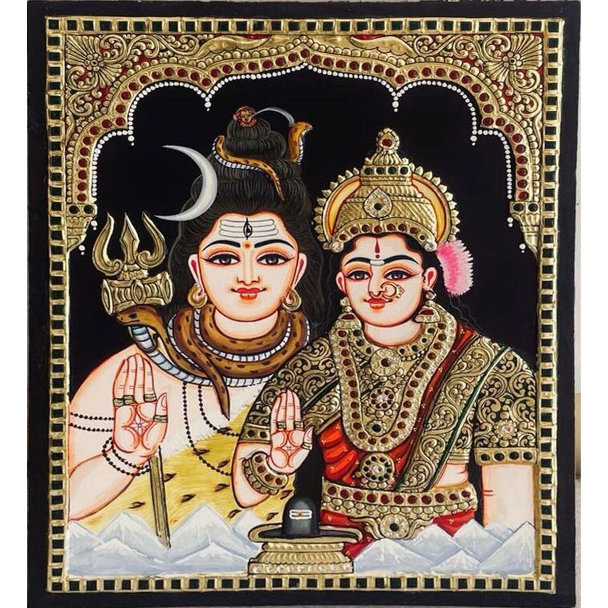 TANJORE PAINTING SHIVA PARVATHI