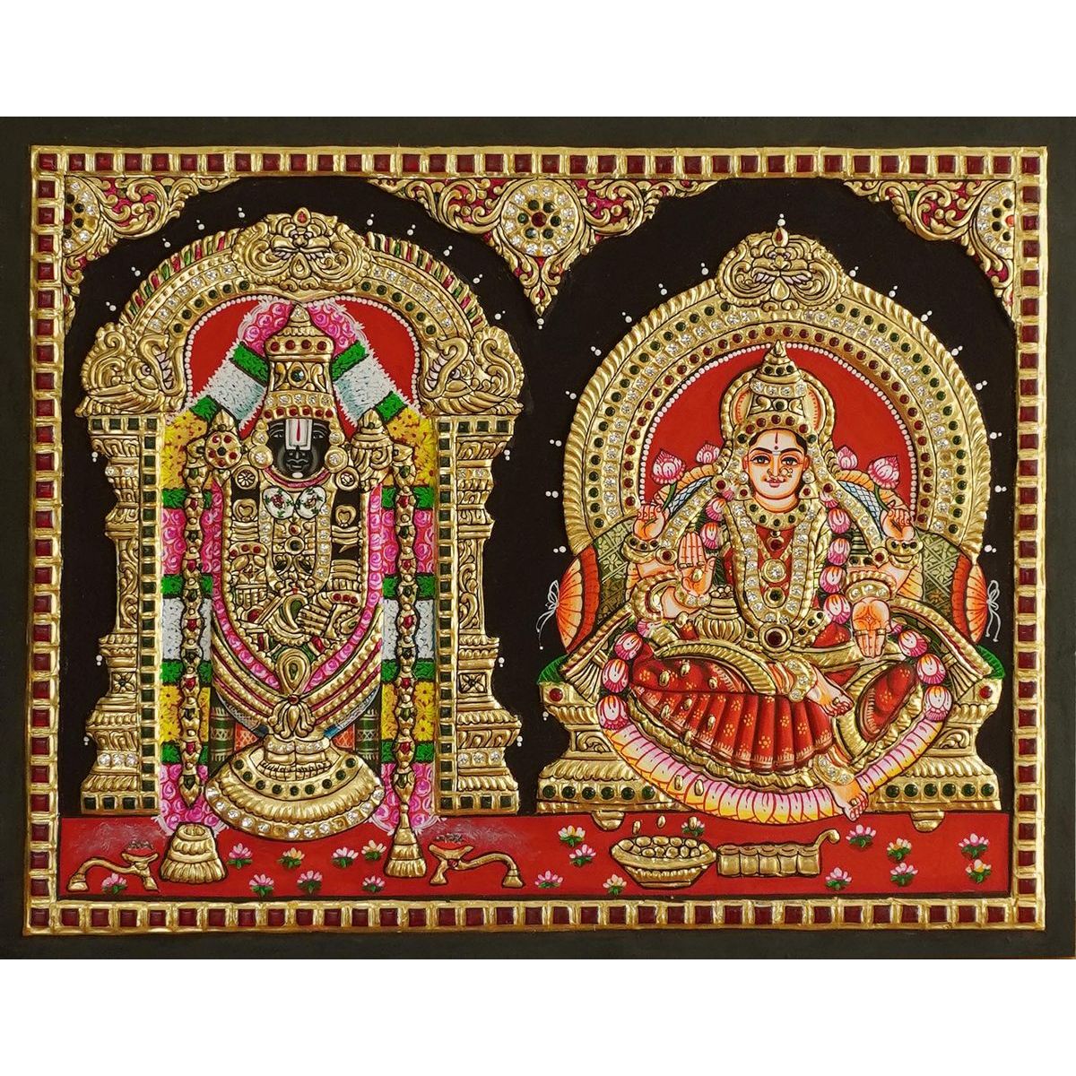 TANJORE PAINTING BALAJI SIDE LAKSHMI