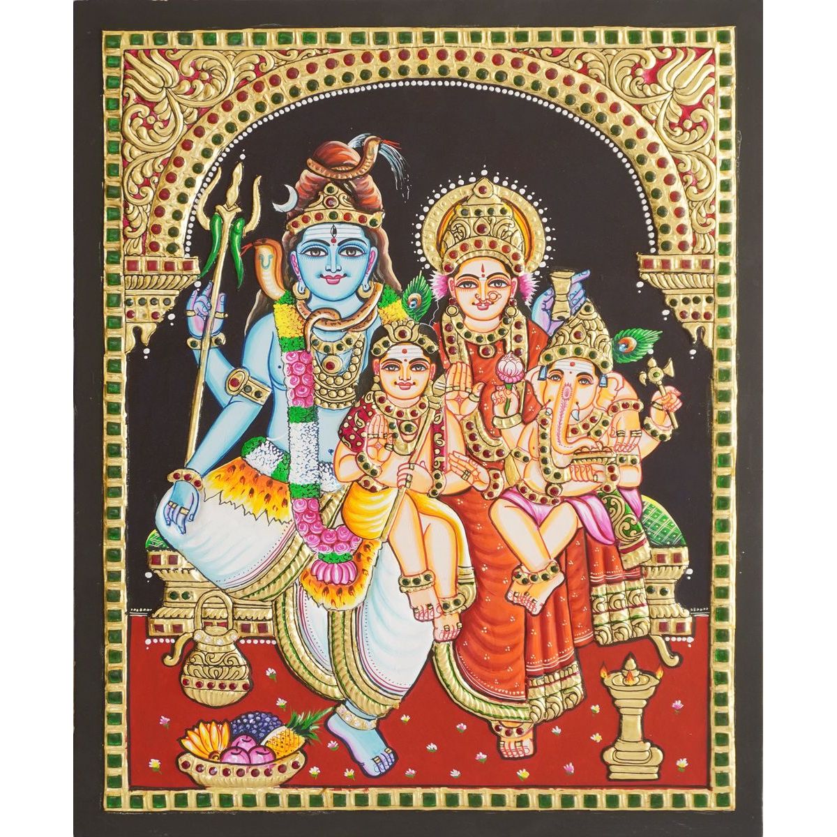 TANJORE PAINTING SHIVA FAMILY
